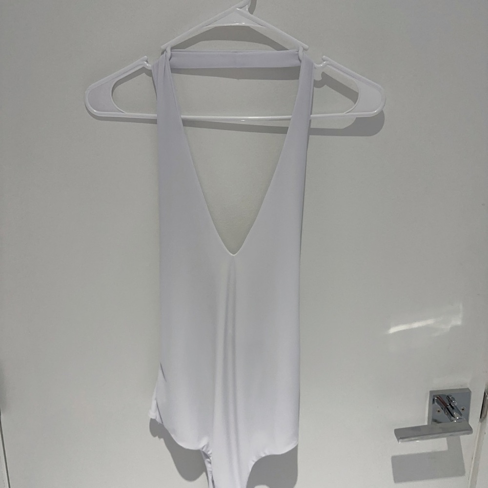 White halter bodysuit